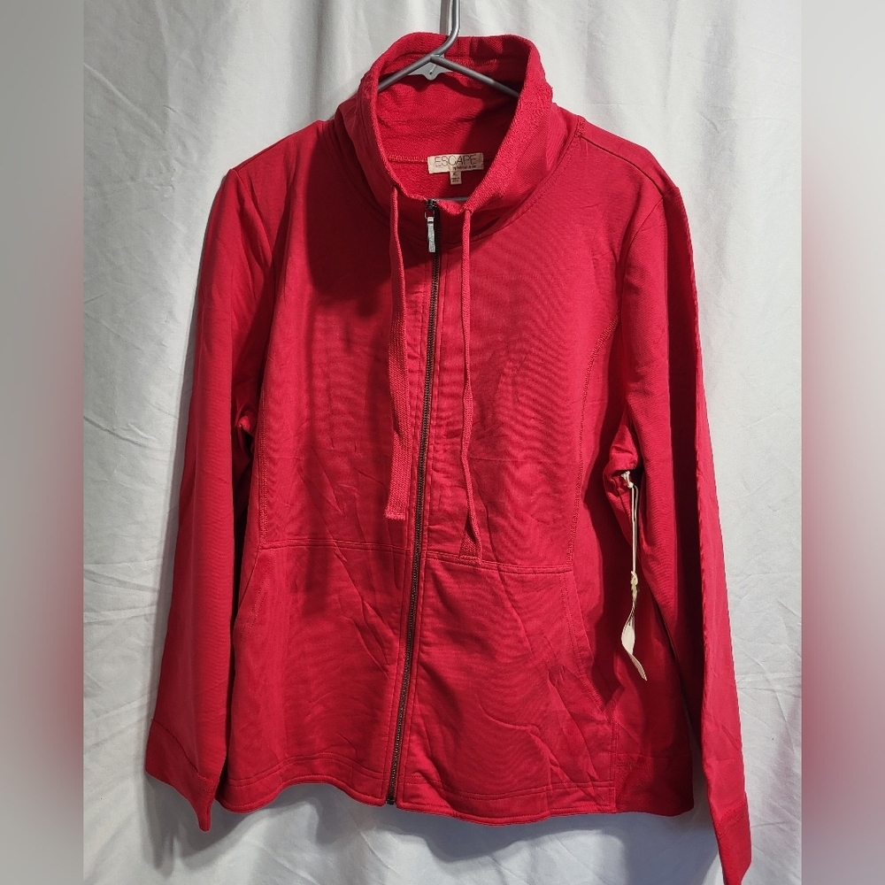 NEW-Escape Women's Zip Up Red Bomber Jacket, Size XL